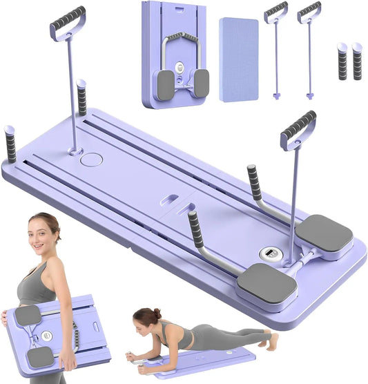 UMAY Pilates Board with Yoga Socks - Pilates Equipment Set, Multifunctional Foldable Home Pilates Board, 5-In-1 Pilates Skateboard